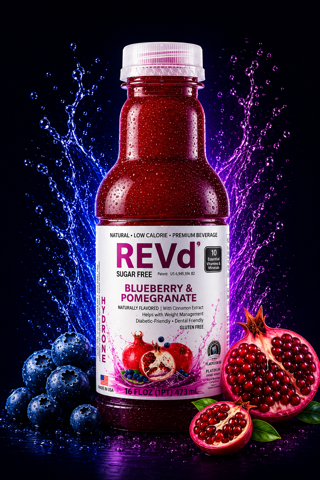 REVd Blueberry and Pomegranate 16 fl oz bottle